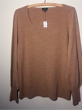 Talbots Women’s Square Neck Brown Sweater Size Petite Large NEW